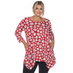 Plus Size Printed Geometric Circle Tunic Top