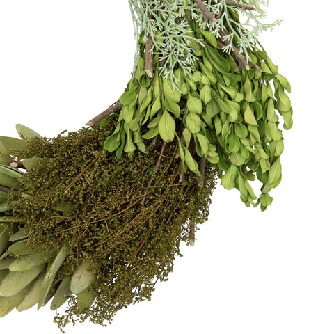 Cedar  Succulent and Day Grass Artificial Spring Wreath  Green -14-Inch