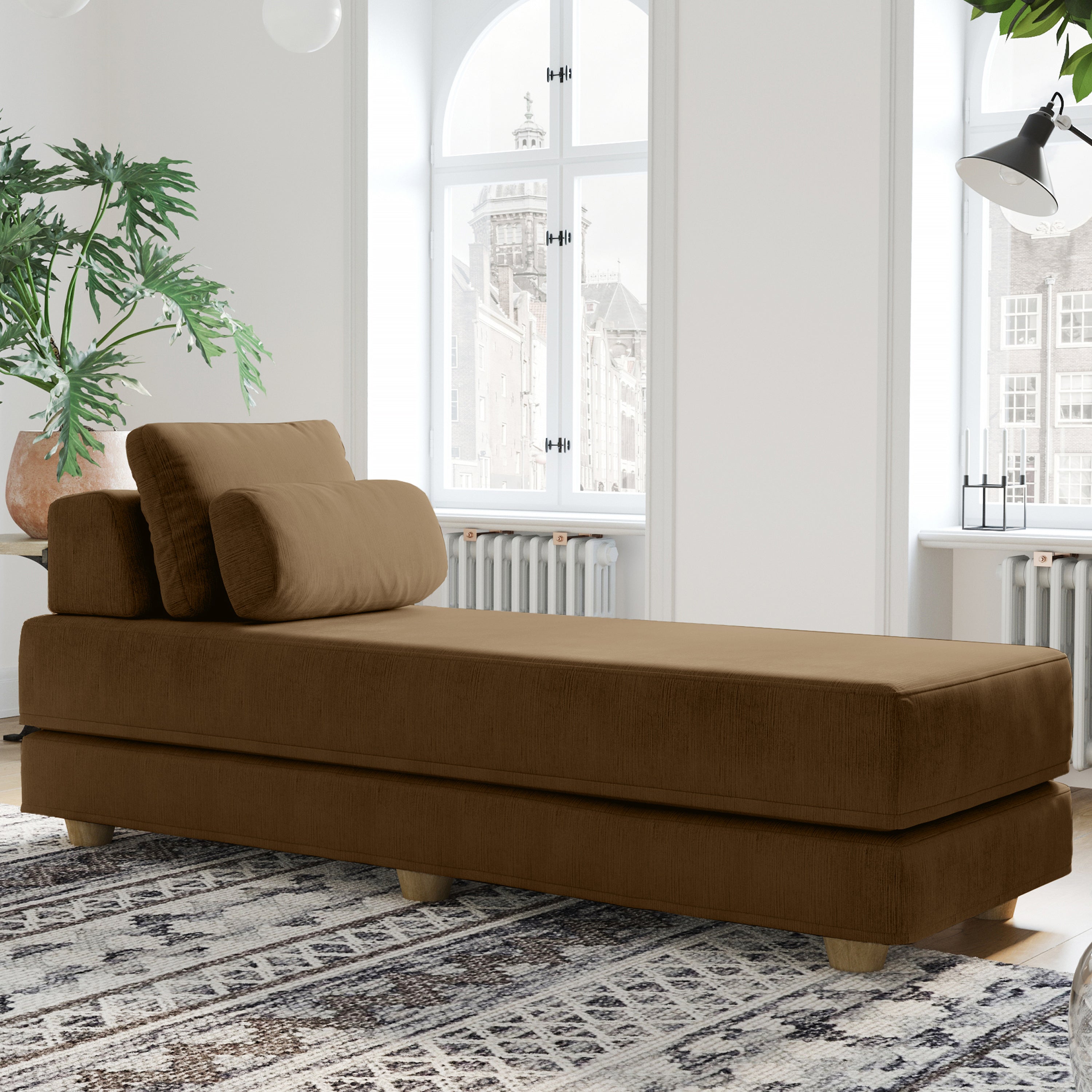  Jaxx Balshan Chaise Lounge Daybed - Toffee - Bonton