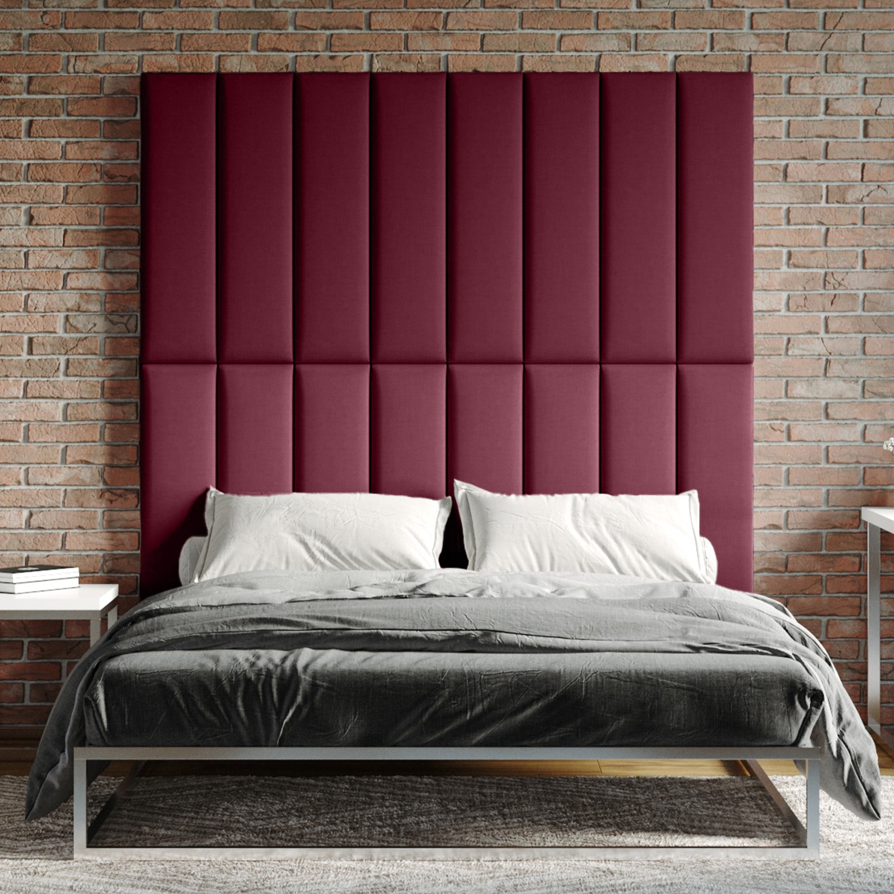  Jaxx Panelist Modern Padded Headboard Set of 4 Wall Mounted Panels - Vino Red - Bonton