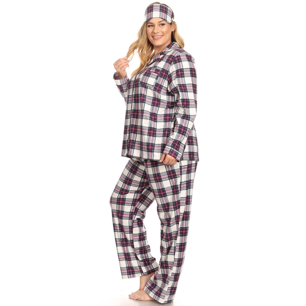  White Mark Plus Size Three-Piece Pajama Set - 1X - Bonton