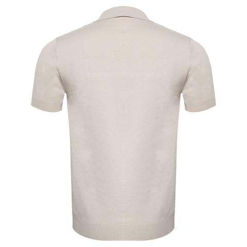 Men's Retro-Inspired Knitted Polo Shirt WHITE/NAVY