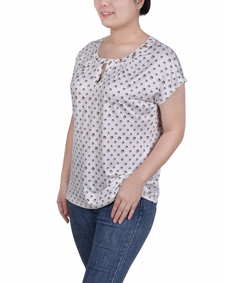  NY Collection Extended Sleeve Top With Grommets - Nice Icemoon - Bonton