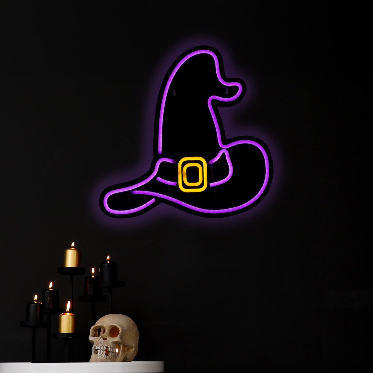  Northlight LED Lighted Neon Style Witch Hat Halloween Window Silhouette - 15