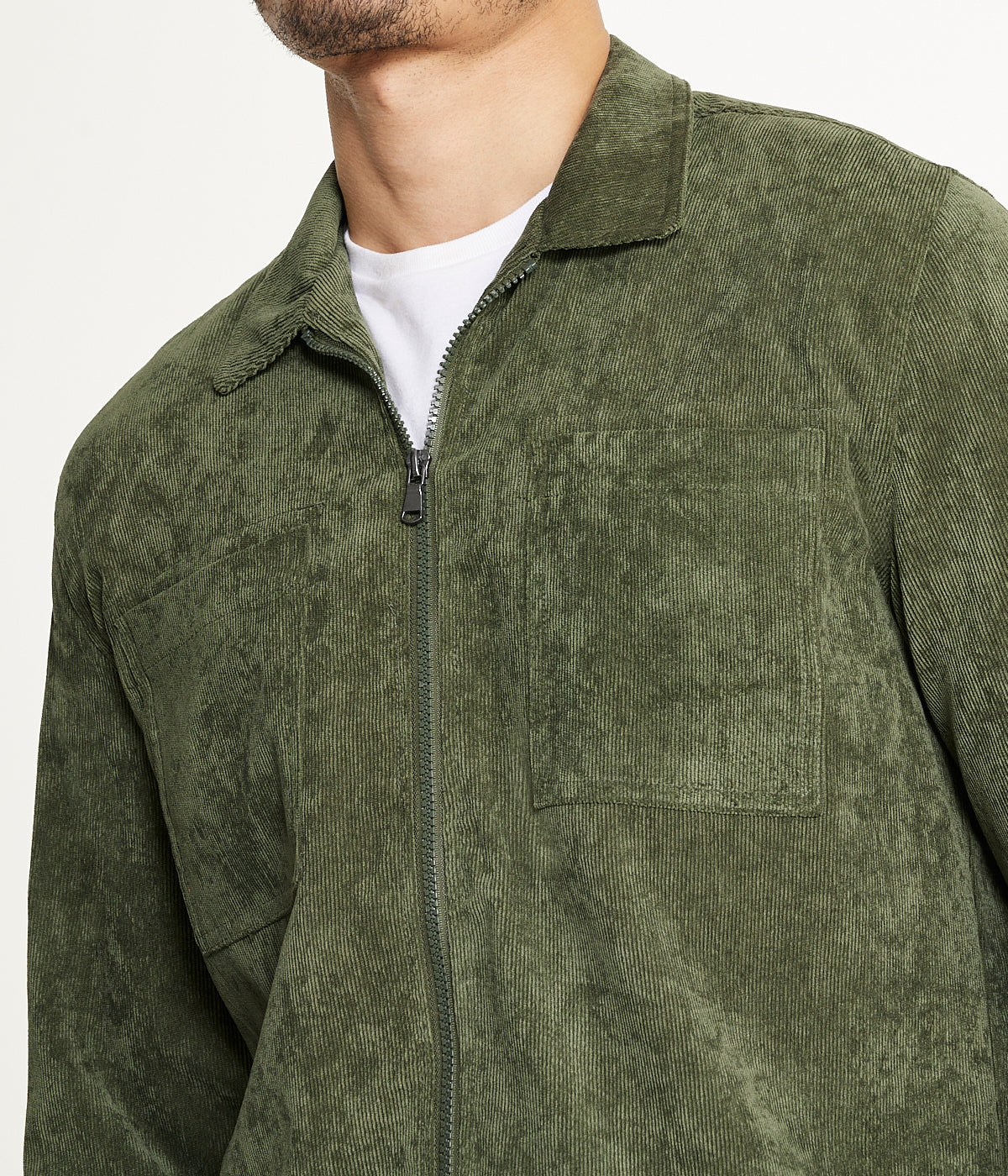  Brooklyn Laundry Men's Long Sleeve Corduroy Shirt Jacket (Zip Front) - Rifle Green - Bonton