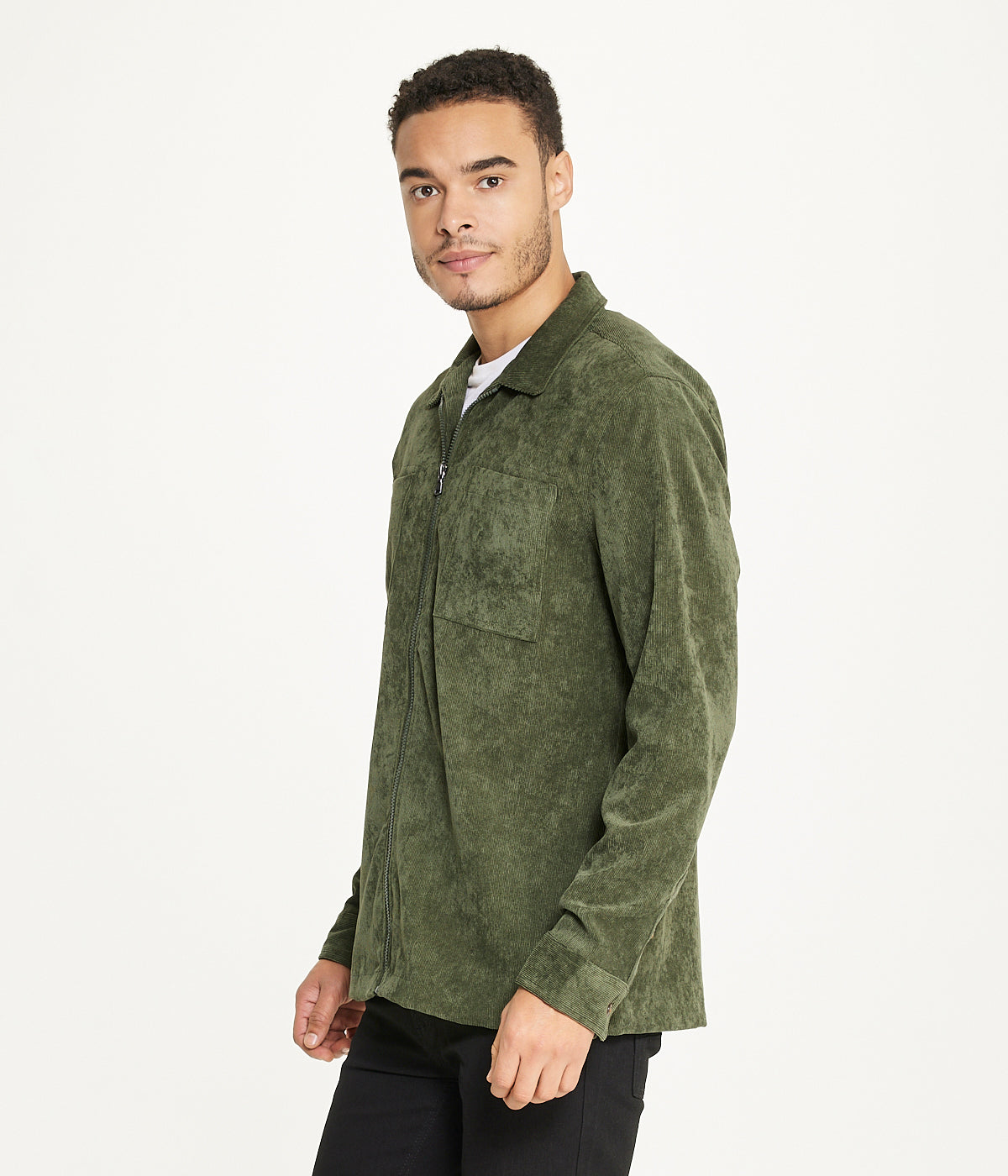  Brooklyn Laundry Men's Long Sleeve Corduroy Shirt Jacket (Zip Front) - Rifle Green - Bonton