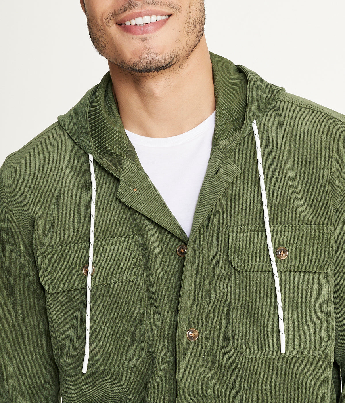  Brooklyn Laundry Men's Long Sleeve Corduroy Hooded Shirt Jacket - Rifle Green - Bonton