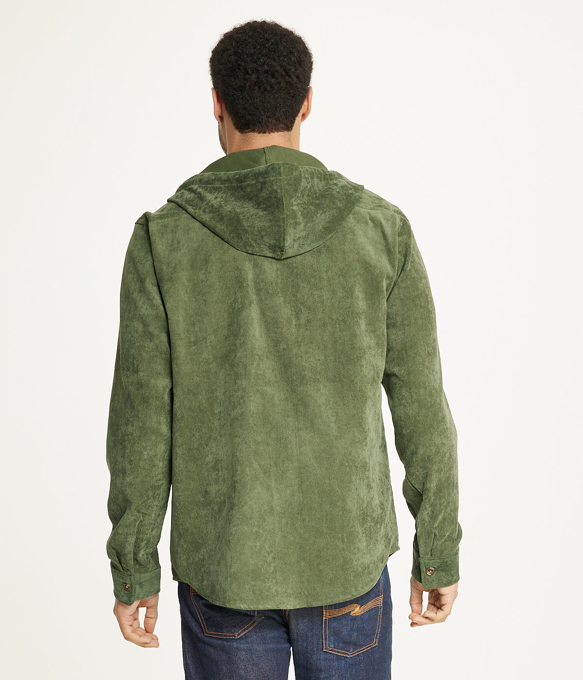  Brooklyn Laundry Men's Long Sleeve Corduroy Hooded Shirt Jacket - Rifle Green - Bonton