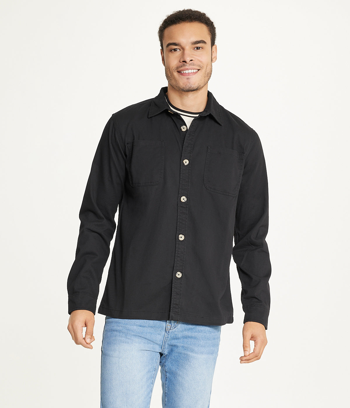  Brooklyn Laundry Men's Long Sleeve Shirt Jacket Stretch Twill - Black - Bonton