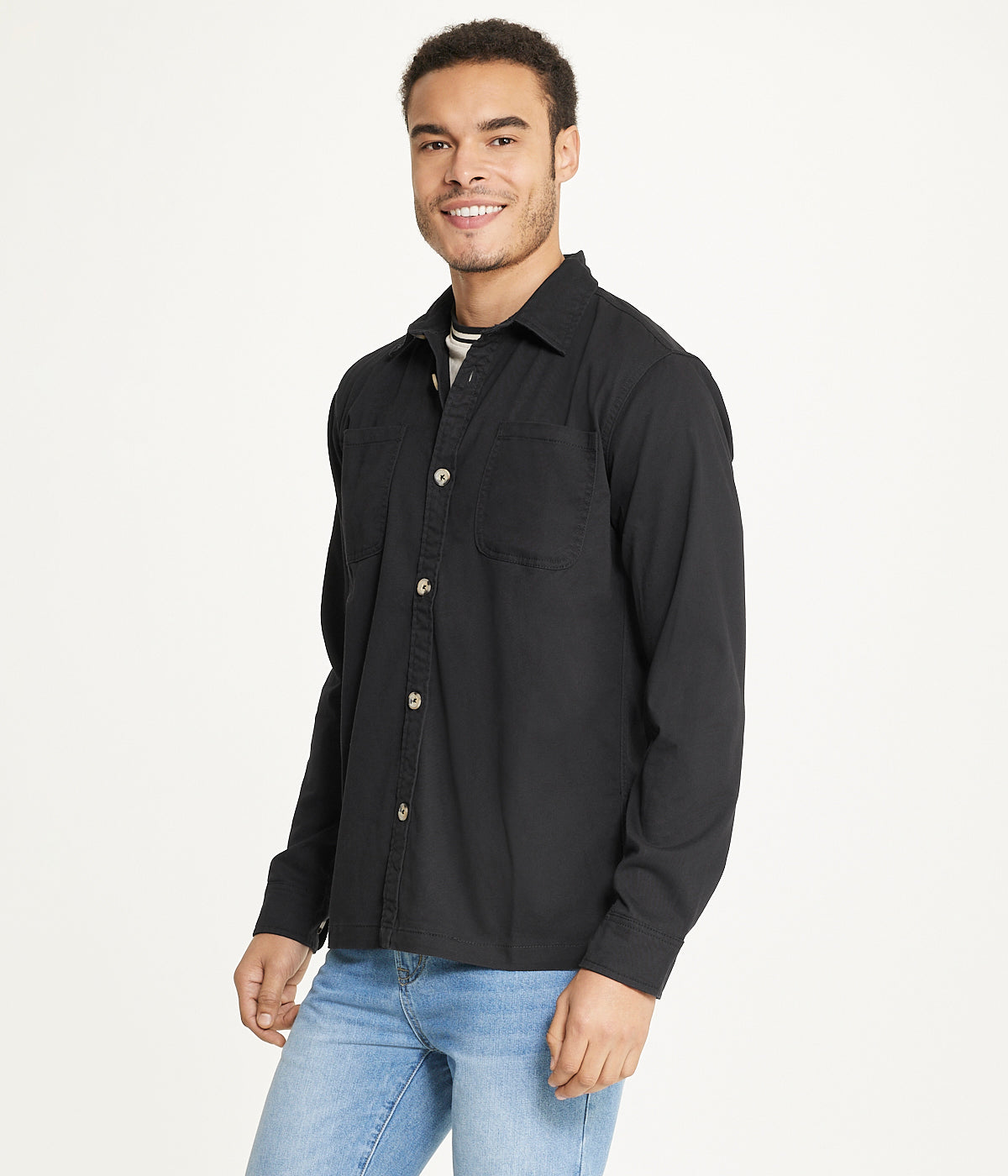  Brooklyn Laundry Men's Long Sleeve Shirt Jacket Stretch Twill - Black - Bonton