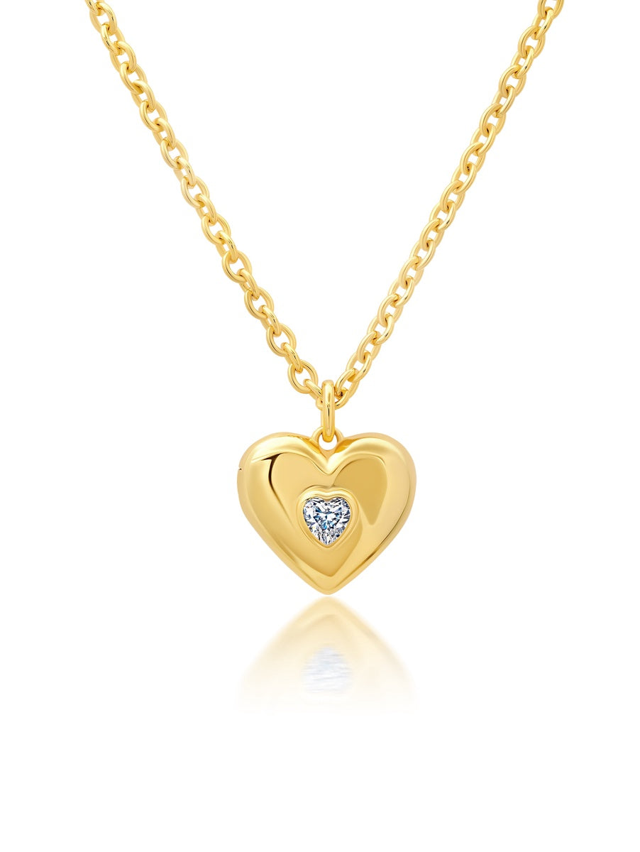  CRISLU Adore Heart Locket in Gold - 18kt Yellow Gold - Bonton