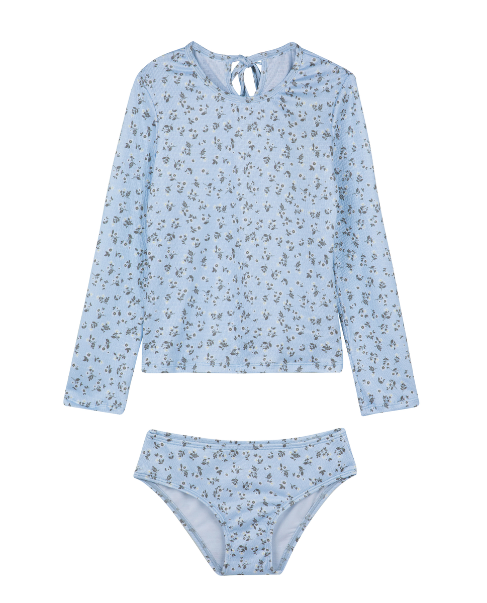  Gottex Kids Ditsy Dream Textured Long Sleeve Rash Guard Set - Light Blue - Bonton
