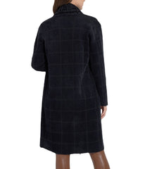 Alice Fringe Sweater Coat Black Plaid