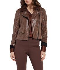 Liana Detachable Collar Jacket Cocoa Powder Snake