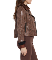 Liana Detachable Collar Jacket Cocoa Powder Snake