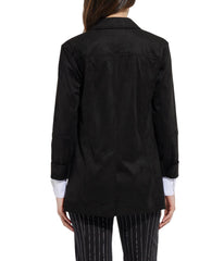 Heidi Fringe Vegan Suede Blazer Black