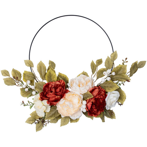 21" Autumn Harvest Artificial Floral Fall Foliage Twig Wreath