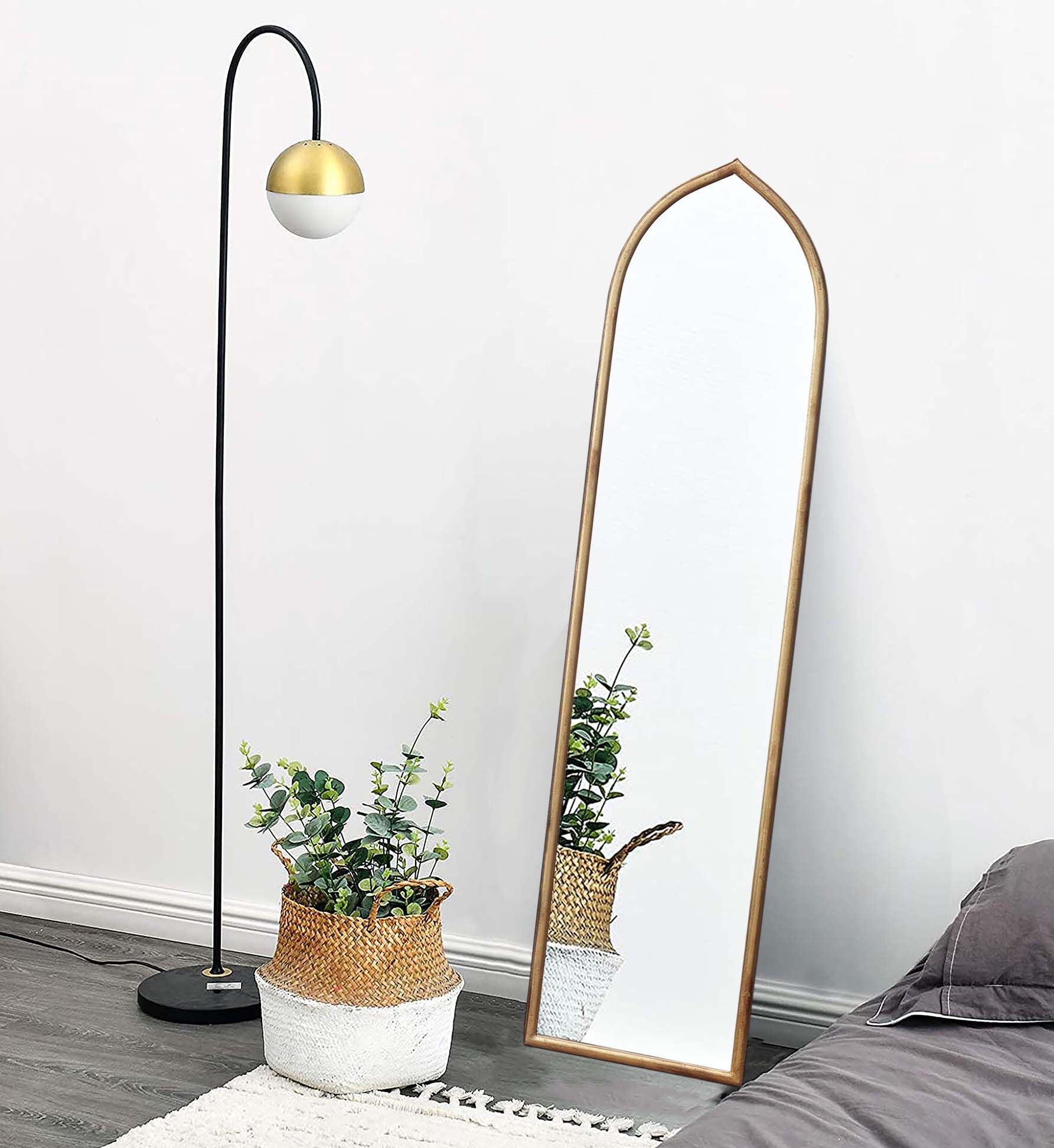  Paris Loft Arched Gold Metal Wall Mounted Mirror - Gold - Bonton