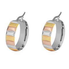 Tri-Colored Pattern Round Hoop Earrings