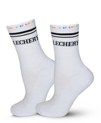 LECHERY UNISEX VARSITY STRIPED PRIDE HALF-CREW SOCKS