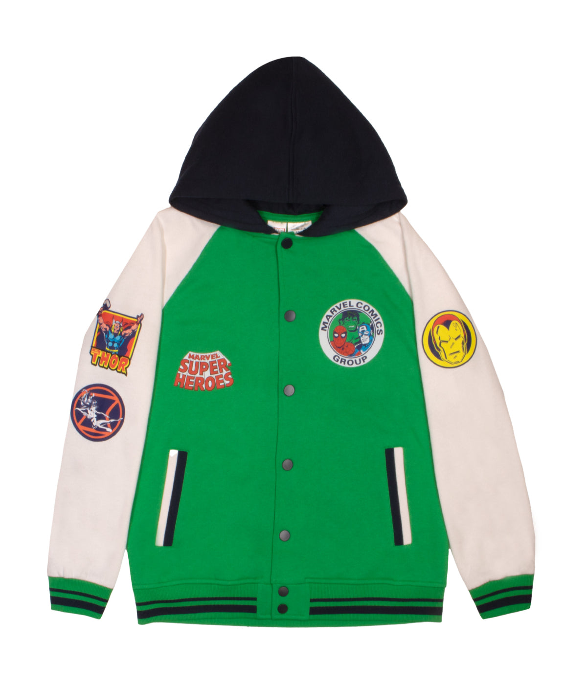  Marvel Comics Varsity Jacket - Green & White - Bonton