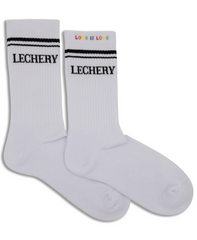 LECHERY UNISEX VARSITY STRIPED PRIDE HALF-CREW SOCKS