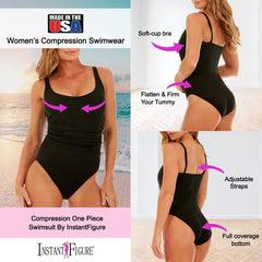 InstantFigure Plus Size Swimsuit Scoop With Shirred Side One Piece 13592PC