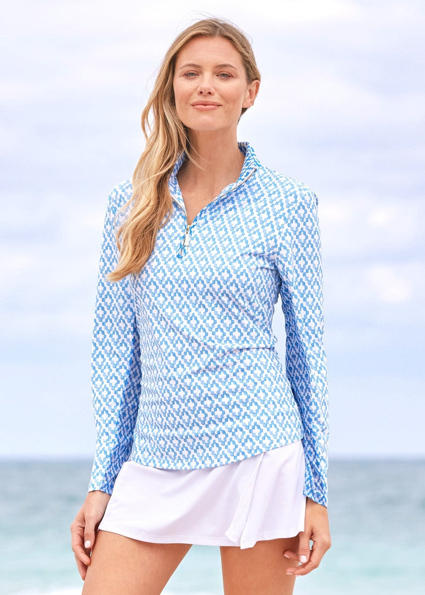  Cabana Life Seaside 1/4 Zip Sport Top - XS - Bonton