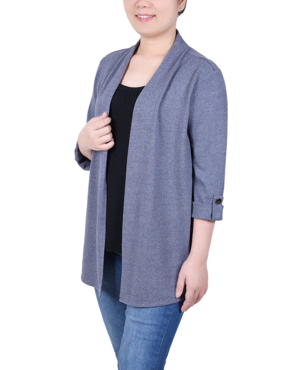  NY Collection Petite 3/4 Sleeve Two in One Top - Charcoal Grey - Bonton