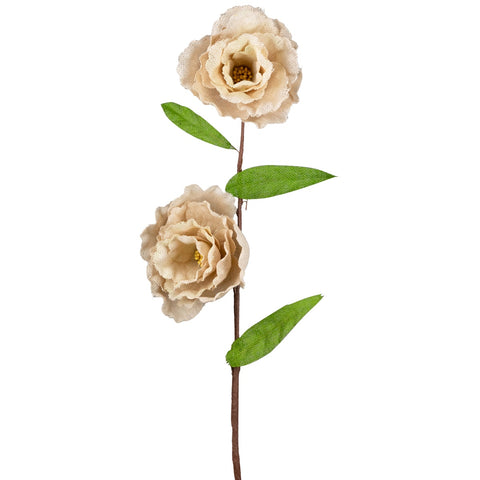 40" Ivory and Green Floral Craft Artificial Spring Spray