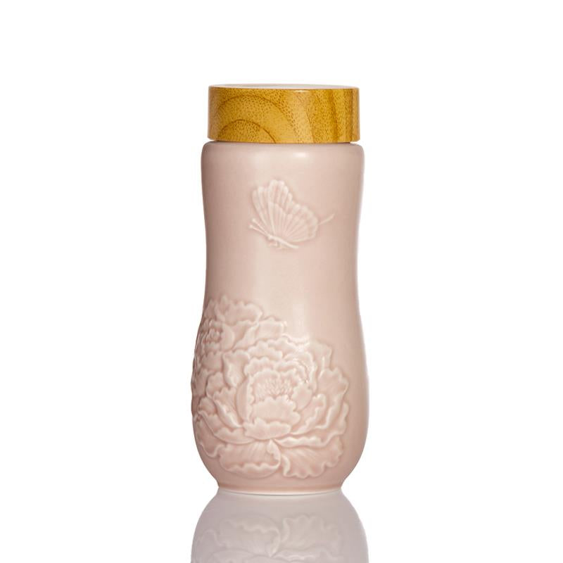  Acera Golden Age Peony Ceramic Tea Tumbler - Rose Pink - Bonton