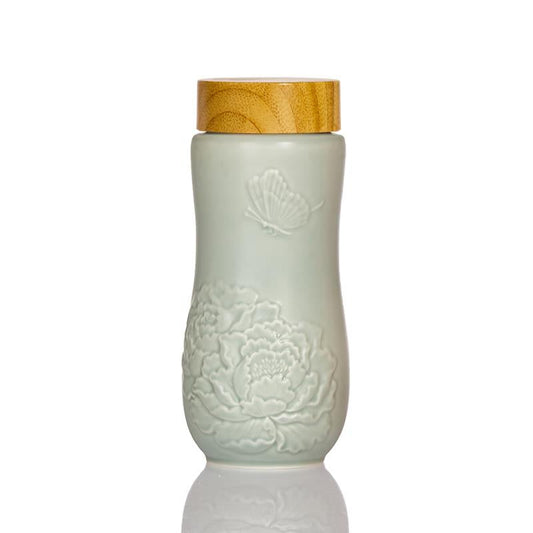 Golden Age Peony Ceramic Tea Tumbler