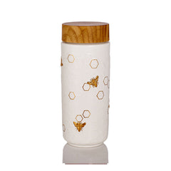 Honey Bee Ceramic Travel Mug / Gold 12.3 Oz