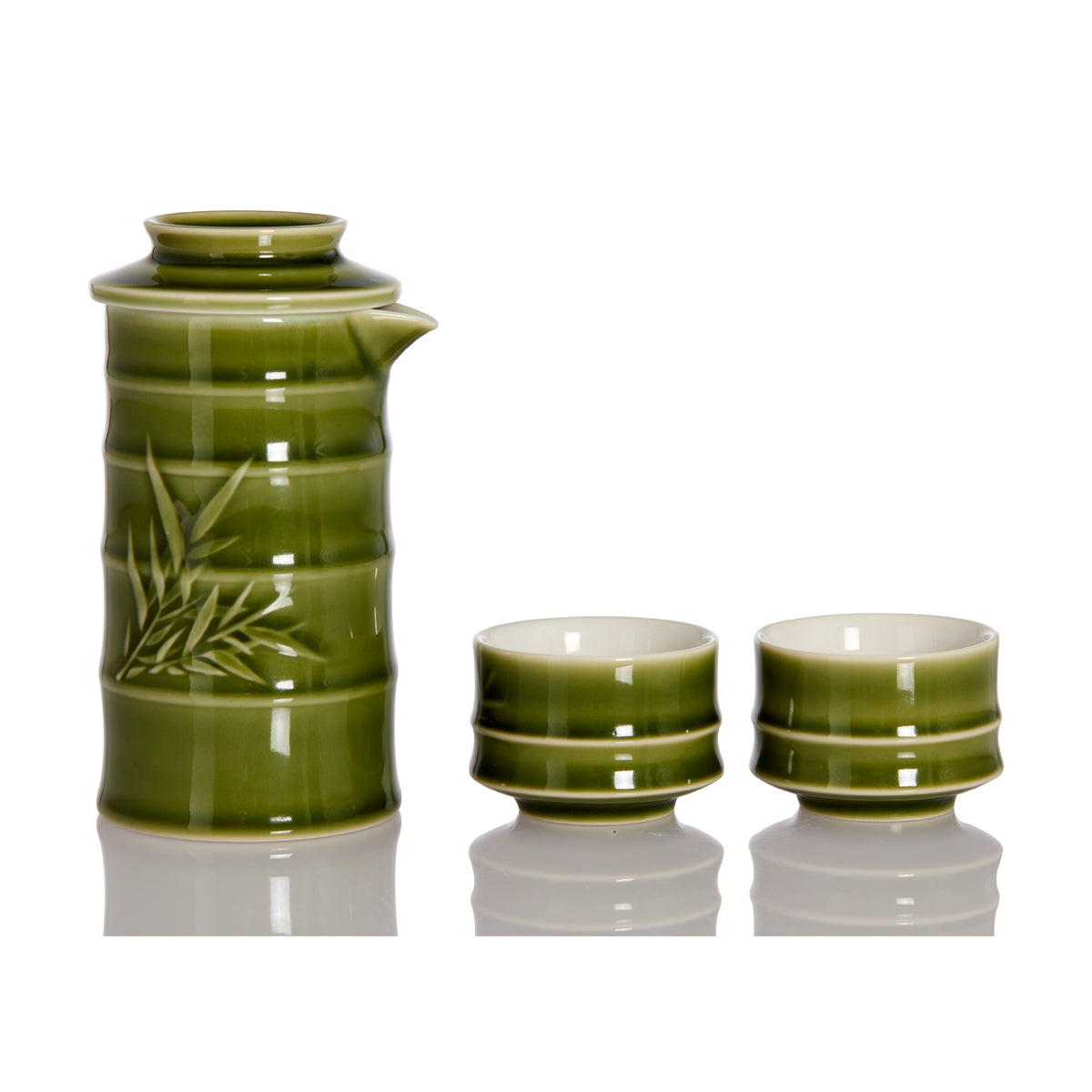  Acera Bamboo Kung Fu Tea Set ( 1 Pot With 2 Cups ) - Mint Green with carrying case - Bonton