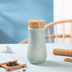 Golden Age Peony Ceramic Tea Tumbler