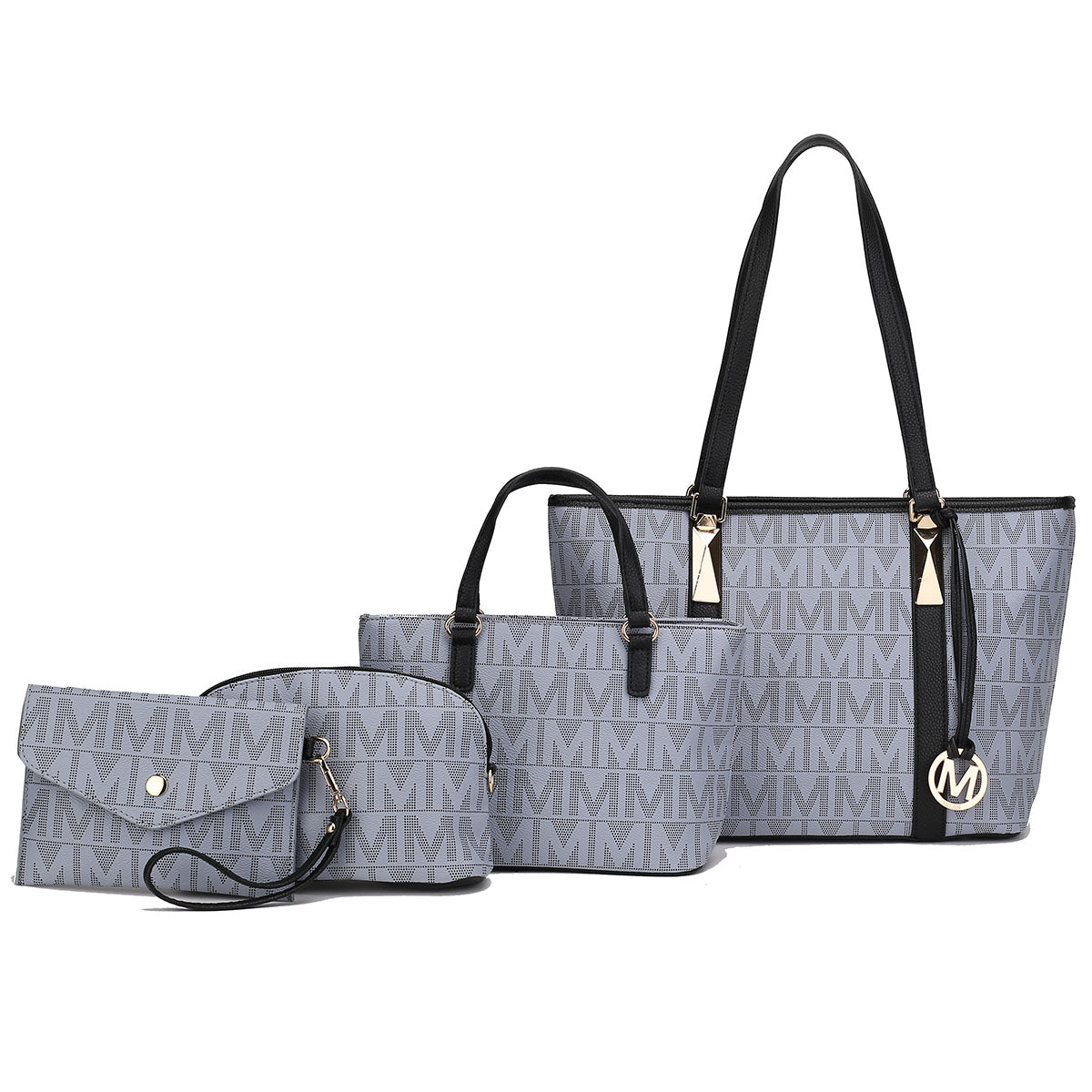  MKF Collection Marimar Signature Tote Bag and Set - Gray - Bonton