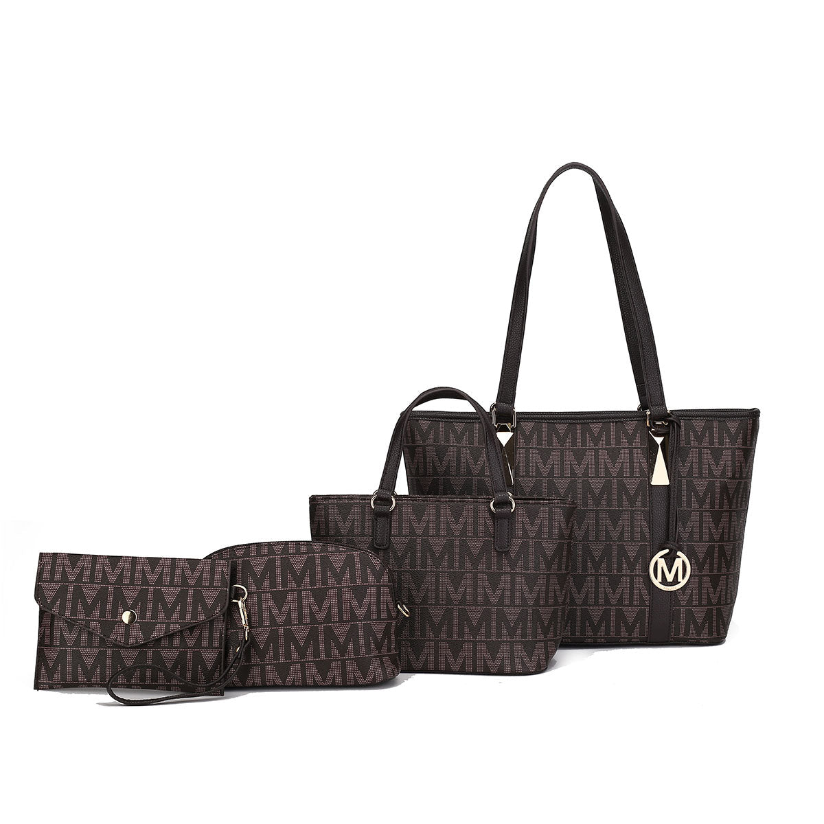  MKF Collection Marimar Signature Tote Bag and Set - Gray - Bonton