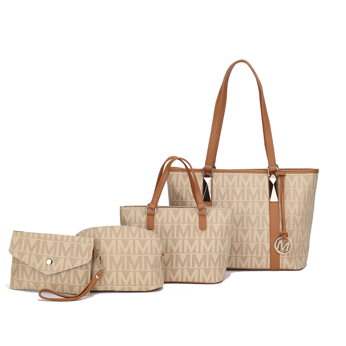  MKF Collection Marimar Signature Tote Bag and Set - Beige - Bonton