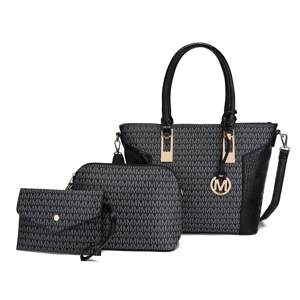  MKF Collection Shonda Signature Tote Bag and Set - Black - Bonton