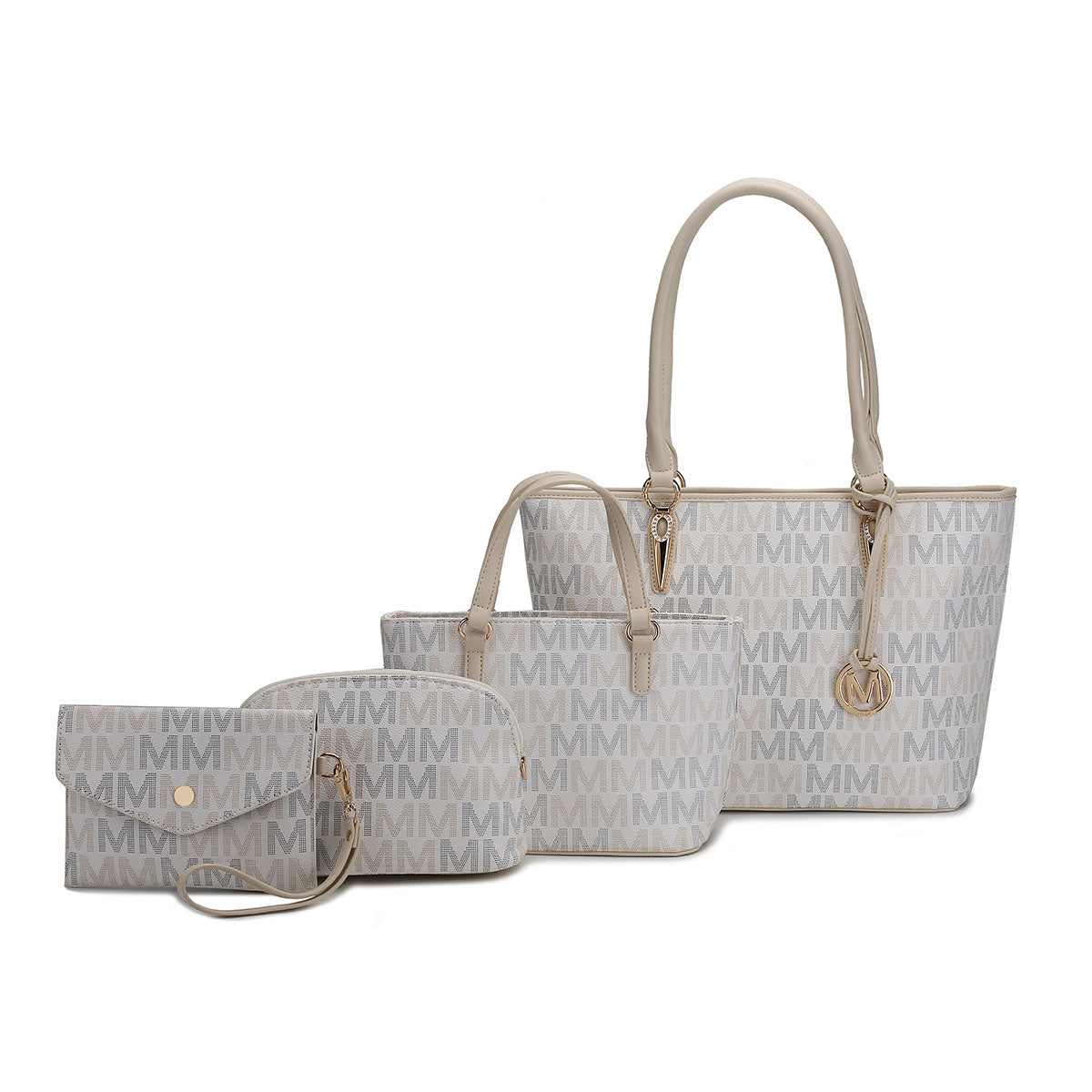  MKF Collection Alexy Signature Tote Bag and Set - Beige - Bonton