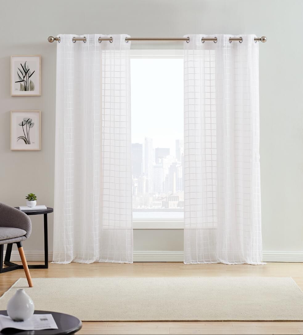  Dainty Home Kelly Curtain Panel Pair - White - Bonton