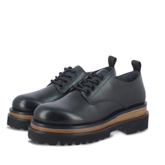 Erica Leather Lug Loafers - Black