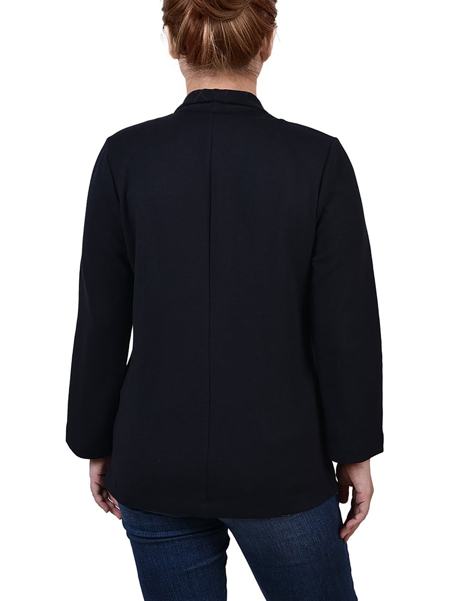  NY Collection 3/4 Sleeve Ponte Jacket - Burgundy - Bonton