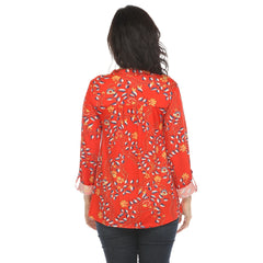 Women's Paisley Button Front Tunic Top