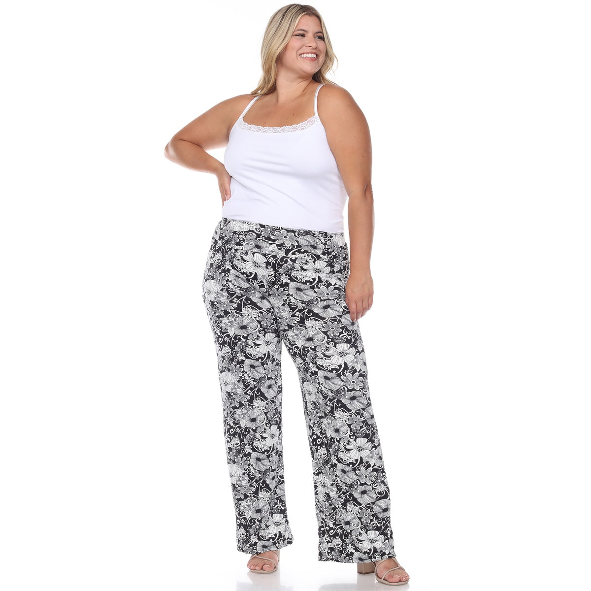  White Mark Plus Size Floral Paisley Palazzo Pants - 1x - Bonton