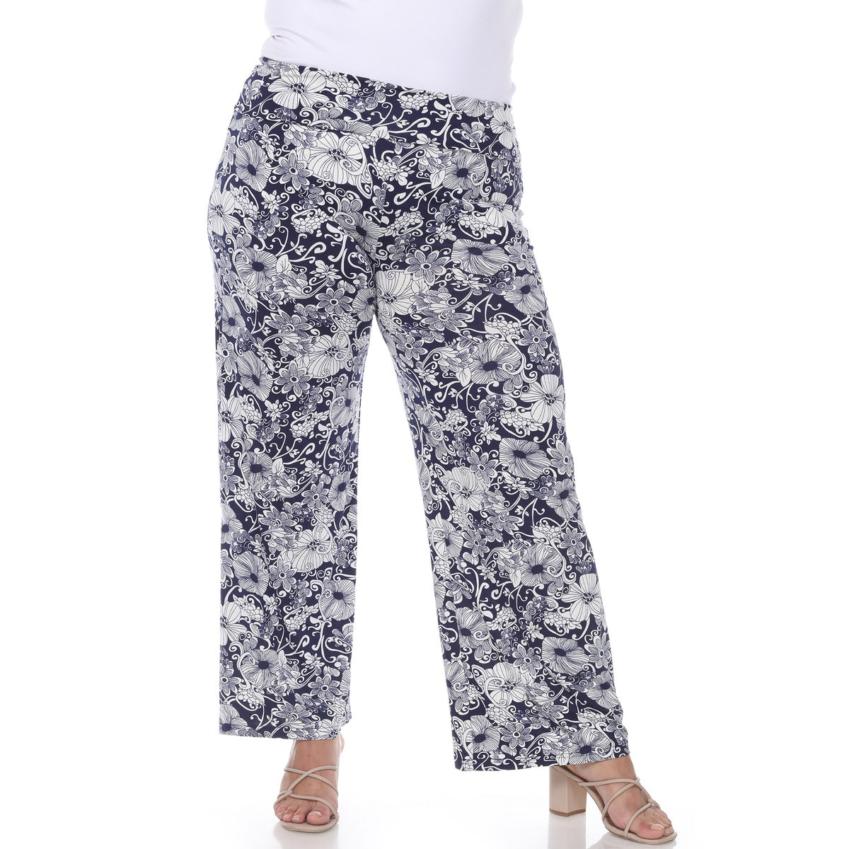  White Mark Plus Size Floral Paisley Palazzo Pants - 1x - Bonton