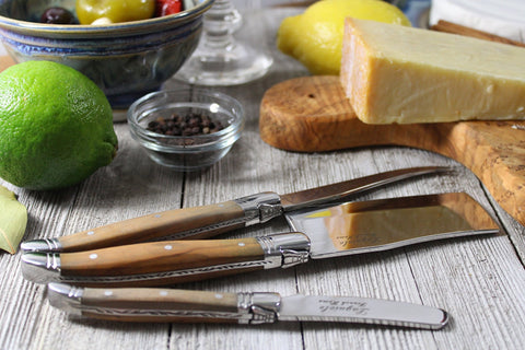 3 Piece Laguiole Connoisseur Olive Wood Cheese Set