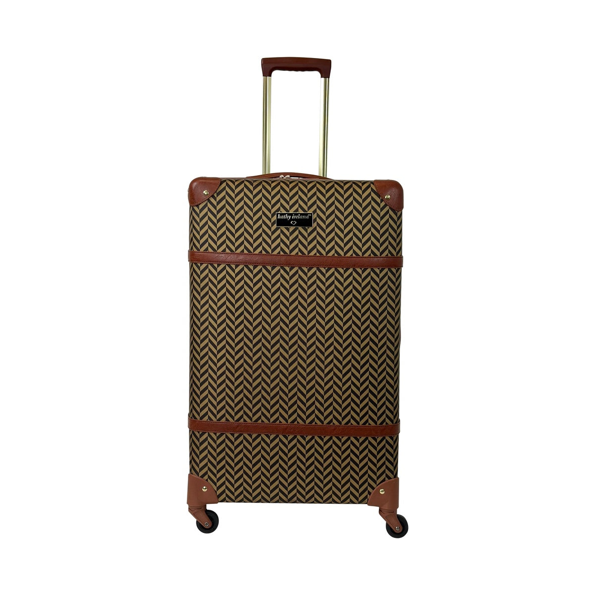  Kathy Ireland NEW! Kathy Ireland Vintage Trunk 2-Piece Hardside Luggage Set - Herringbone - Bonton