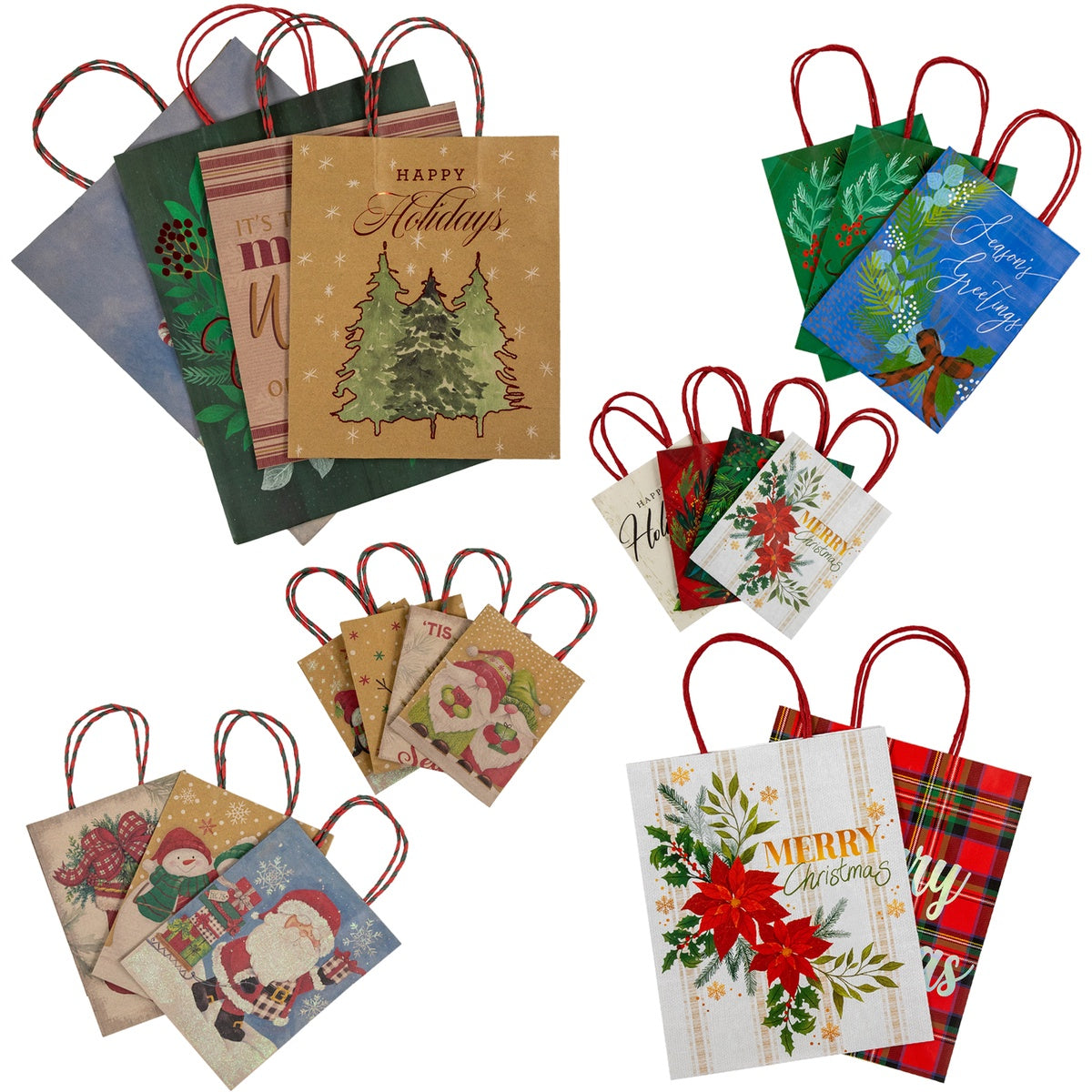  Northlight 20-Count Assorted Christmas Themed Paper Gift Bags - Default Title - Bonton