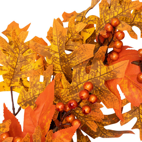 Autumn Leaves  Pumpkins and Berries Artificial Thanksgiving Wreath  22-Inch  Unlit